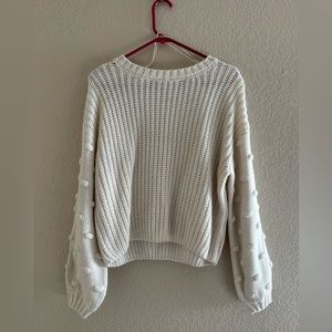 Chic Cream Knit Sweater with Textured Sleeves By Jessica Simpson